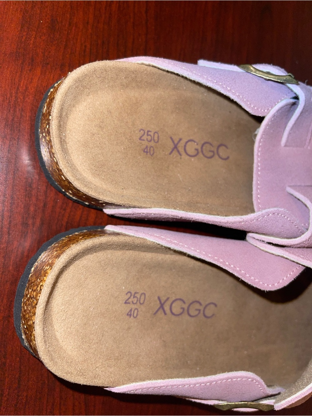 Women's Pink Suede Buckle Slide Sandals